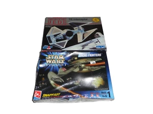 Star Wars lote de 2 modelos 1990 rotj Tie Interceptor e1 amt droid fighters nuevo en caja. - Imagen 1 de 11