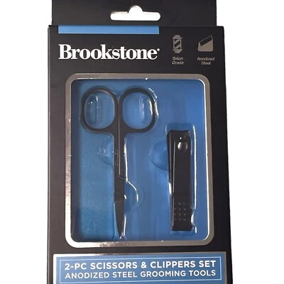 Brookstone NUEVO 2-PC Juego de Tijeras y Cortapelos Acero Anodizado Juego de Herramientas de Acicalamiento Foto 1 de 2