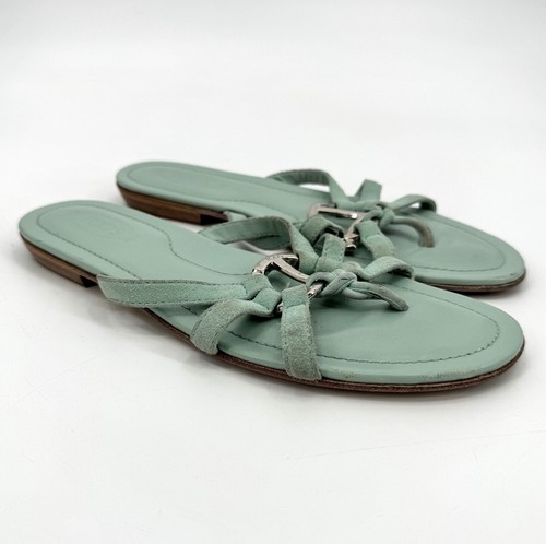 TOD’S sandali tods taglia 5 5 scarpe metallo pretzel pelle scamosciata infradito infradito