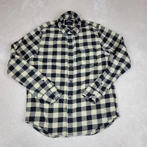 Hollister Shirt Mens Medium Black Tan Check Plaid Flannel Casual Outdoor Camp - Picture 1 of 11