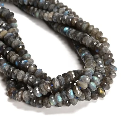 Rondelle facetada de labradorita de alta calidad 4x6 mm 5x8 mm 15,5" hilo Foto 1 de 2