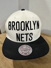 Brooklyn Nets Hat Cap Snapback Mens Nba Mitchell Ness White/Black Logo