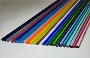 Bullseye Glass 90 COE 5mm Glass Stringers Lampwork 17" Fusing Flame 32 Rods - Picture 1 of 2