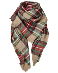 Women's Fall Winter Scarfs for Women - Plaid Cozy Scarf Chunky Large Blanket Wra - Picture 1 of 9