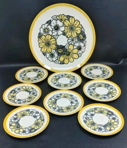 VTG Andre Ponche MCM Anchor Hawking Deco Stone Daisy Serving & Dessert Plate Lot - Picture 1 of 18
