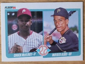 1990 Fleer #650 Chuck McElroy & Moises Alou RC Prospects Baseball Card
