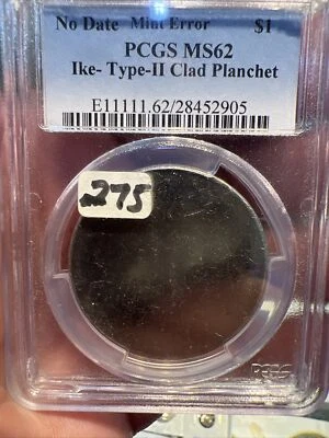 Ike Type II Clad Planchet Mint Error - MS62 - Eisenhower $1 Blank - Image 1 of 4