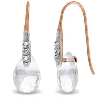 Pendientes de oro rosa de 14K de 6,06 quilates con diamantes y topacio blanco briolette colgante Foto 1 de 4