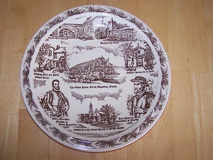 Vernon Kilns USA HISTORIC ST AUGUSTINE FL Commemorative Plate 1565 Brown - Picture 1 of 5