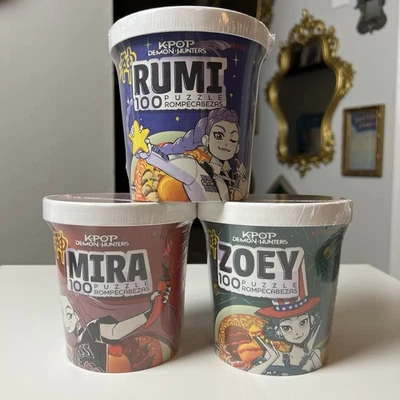 3x KPop Demon Hunters 100pc PUZZLES Ramyeon Noodles Rumi Mira Zoey K-Pop Set Lot - Image 1 of 4