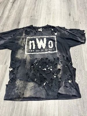 Винтажная черная футболка 90-х NWO New World Order размер XL  - Изображение 1 из 4