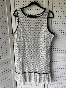 J. Taylor wunderschönes ärmelloses Karrierekleid Kontrast Spitze elfenbeinfarben Rüschen Größe 16 - Bild 1 von 9
