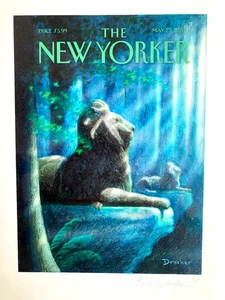 New Yorker Cover Art by Eric Drooker/ SIGNED PRINT/ Library Lions/ Beautiful - Picture 1 of 3