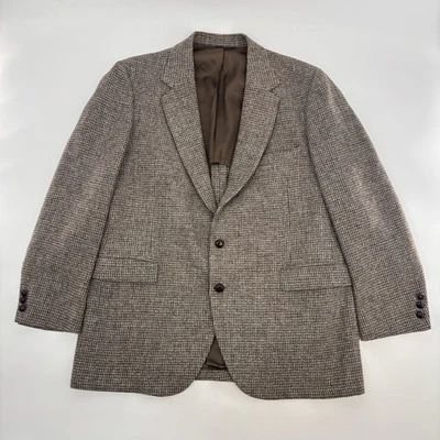 Harris Tweed Blazer Mens 46L Brown New Wool 2 Button Handwoven Herringbone Coat - Image 1 of 4