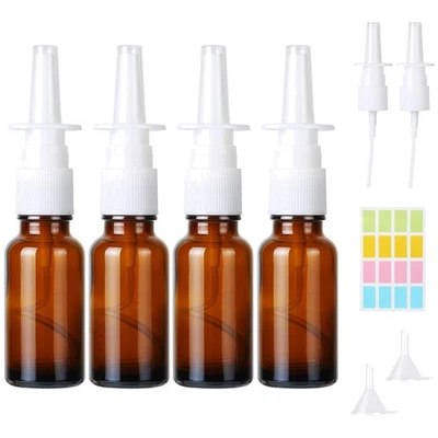 4 Stück 20ml Glas Nasenspray Flasche Leer Wiederverwendbar Nasensprayflasche