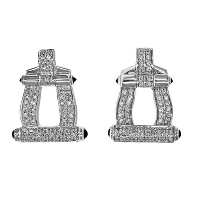 Pendientes estribo de diamantes Estate Charriol Foto 1 de 2