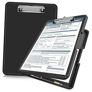 Clipboard with Storage, 13.3x9.6 inches, High Capacity Side Opening Black-new - Picture 1 of 7