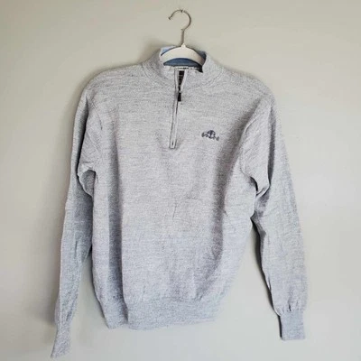 Peter Millar 100% Merino Wool 1/2 Zip Cardigan Grey Golf Medium Course Logo M - Image 1 of 4