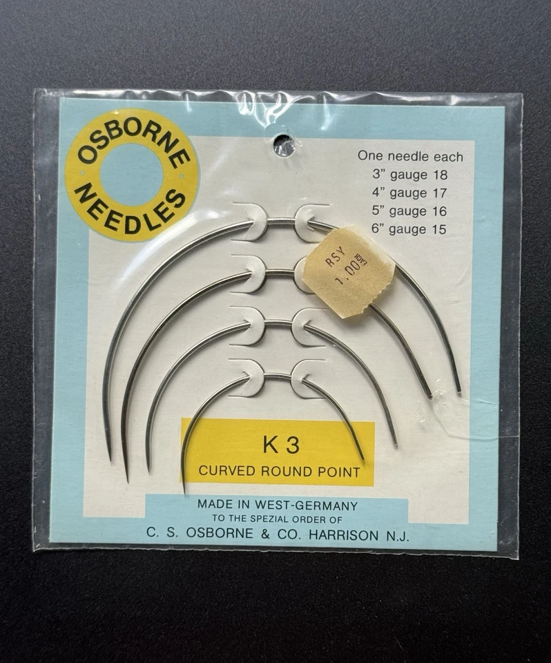 C.S. Osborne K3 Curved Round Point Needle Pack, Made In Germany NOS - Image 1 of 1