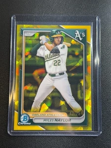 Bowman 2025 cromo zafiro amarillo Myles Naylor/75 Athletics Prospect BDC-141 - Imagen 1 de 2