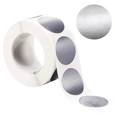 300 Pz 2.5cm Grattare Adesivo Rotondo Etichette Argento Etichette Grattare Carte - Immagine 1 di 4