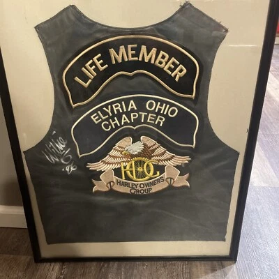 Harley Owners Group Black Leather Vest Back Elyria, OH HOG 2006 Willie G Auto - Image 1 of 4