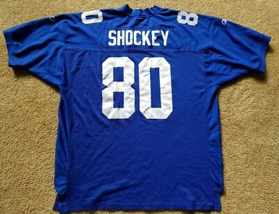 Camiseta deportiva cosida Jeremy Shockey NFL Giants Reebok auténtica en el campo corte profesional para hombre 58 Foto 1 de 4