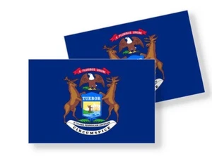 PEGATINAS DE BANDERA DEL ESTADO DE MICHIGAN - Calcomanía de vinilo - Elige la talla - Juego de 2 pegatinas - Imagen 1 de 3