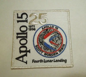 25th Anniversary NASA Space Apollo 15 Fourth Lunar Landing Iron On White Patch - Picture 1 of 3