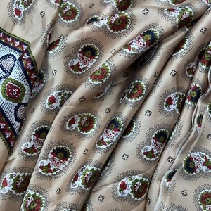Vintage Loomskill Inc 4 Yards x 45" Paisley Blumenmuster Beige Satin Stoff - Bild 1 von 10