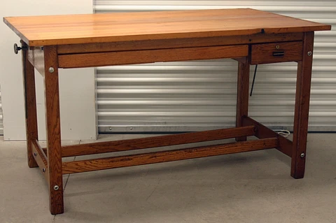 1940's solid oak ANCO BILT DRAFTING TABLE measures 62" x 36" very clean EX+ RARE Cover