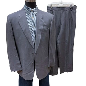 42R Claiborne Mens Linen Blend 2pc Suit Jacket Sport Coat Blazer Pant 32x28 blue - Picture 1 of 16