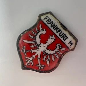 Dije colgante retro de plata de ley 925 Frankfurt Alemania esmalte artesanía sin bucle - Imagen 1 de 10