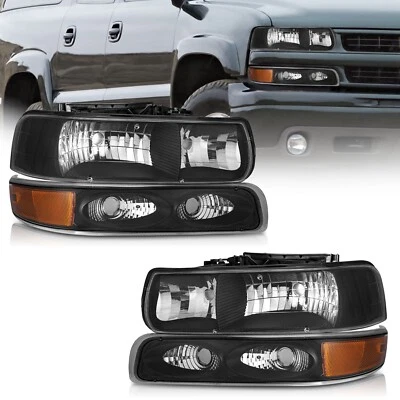 WEELMOTO Pair Headlights For 1999-2002 Chevy Silverado /2000-2006 Tahoe Suburban Foto 1 de 4