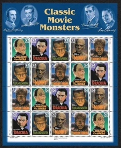 SCOTT 3172 32 CENT CLASSIC MOVIE MONSTERS SHEET OF 20 FREE SHIPPING - Picture 1 of 1