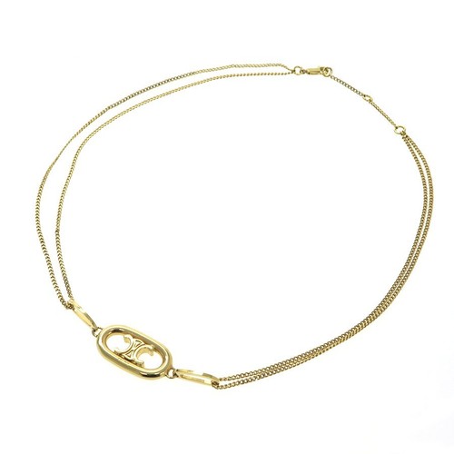 Collana CELINE Trionfo Strass Cerchio Ciondolo Metallo Oro Con Scatola Autentica