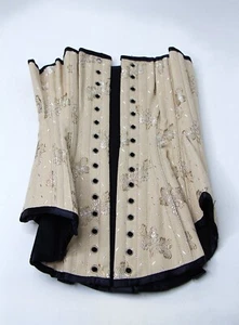 Vollers Embroidered Corset Under Bust Lace Up & Over Lock Metal Boning Hip Gores - Picture 1 of 4