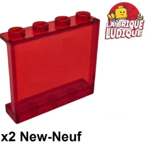 Lego 2x Panel Panneau 1x4x3 Side Supports Hollow Studs rouge transparent 60581 - Imagen 1 de 1