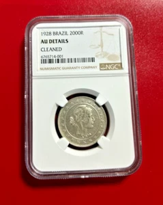 1928 BRAZIL 2000 REIS NGC AU DETAILS - Picture 1 of 2