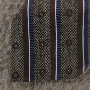 Lands End Tie Blue Gray Regimental Striped Silk Wool Cotton 3" - Picture 1 of 8
