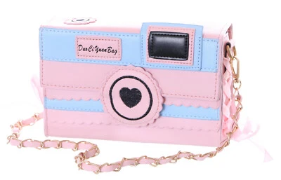 LB-6014 Rosa Blau Pastell Kamera Schleife Kettentiemen Umhänge Tasche Kawaii - Bild 1 von 4