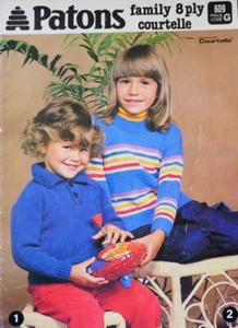 Patons #609 Knitting Pattern book - 4 designs for boys & girls in 8ply Courtelle - Picture 1 of 4