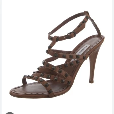 Manolo Blahnik Leather Studded Ibiza Studded Sandals Size 38.5 - Image 1 of 4