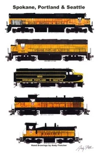 Spokane Portland & Seattle Locomotives 11"x17" Poster by Andy Fletcher signed - Picture 1 of 1
