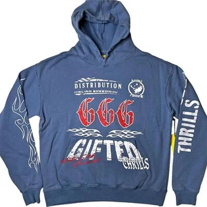 NWT GFTD LA Gifted Thrills GGG Graphic Hoodie Blue Mens S - Picture 1 of 8