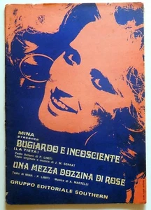 VINTAGE SPARTITO MUSICALE MINA BUGIARDO INCOSCIENTE UNA MEZZA DOZZINA ROSE 1970 - Picture 1 of 1
