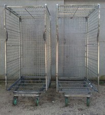 More details for metal warehouse roll cage 3 sided - with shelf & floor, fully folding