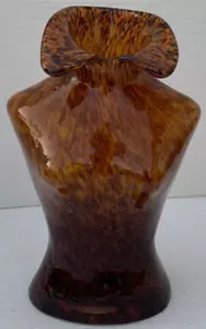 MCM Murano Style Art Glass Ladies Bust Amber Vase Tortoise Shell 12” Tall Decor - Picture 1 of 11
