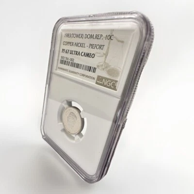 1983 🇩🇴 DOMINICAN REPUBLIC 🇩🇴 10C "TOWER" "PIEFORT" PF-67 UC - Image 1 of 4