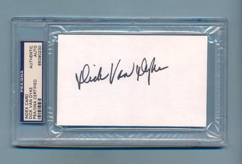 Signed DICK VAN DYKE 3x5 Index Card Mary Poppins PSA Slabbed AUTO Cover